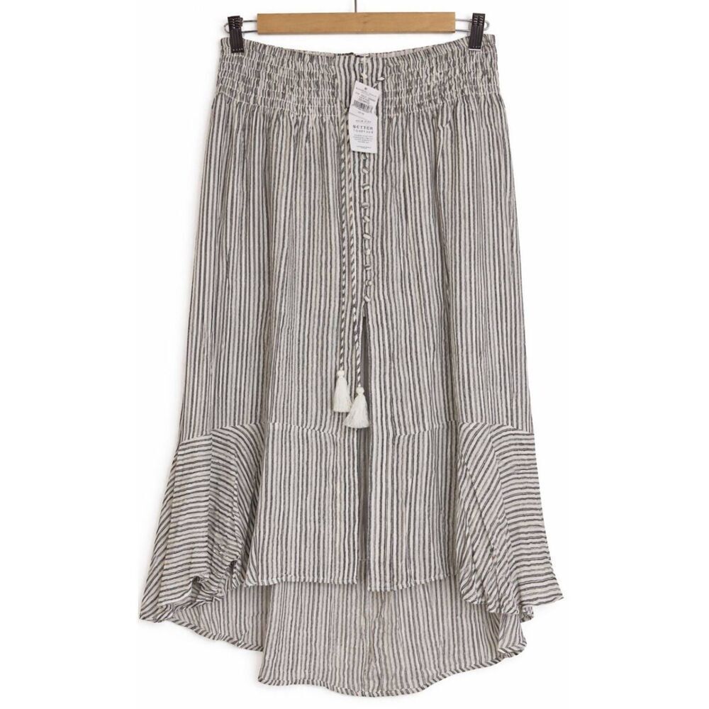 American eagle womens medium maxi skirt gra white elastic waist boho